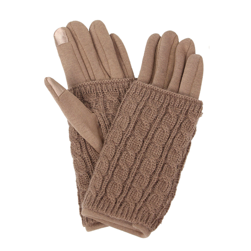 Elegant Essence Cable Knit Gloves - Taupe