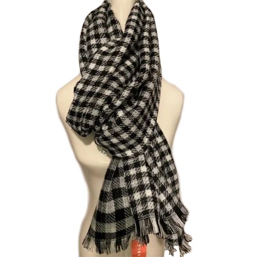Elegant Essence Check Oblong Scarf - Black
