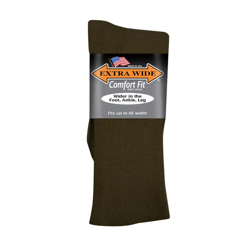 Extra Wide Comfort Dress Sock - Brown