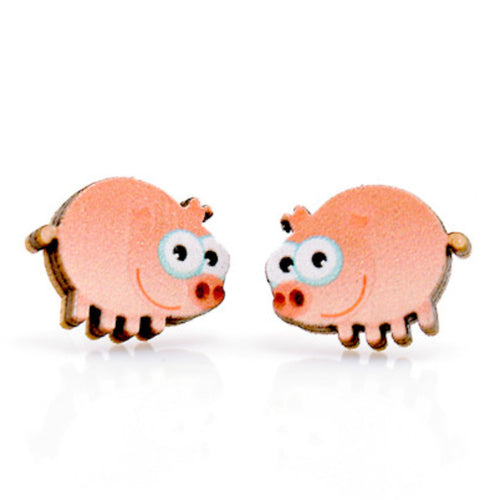 Green Tree Jewelry Pig Stud Earrings
