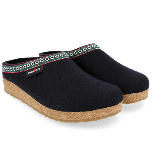 Haflinger Grizzly Zigzag Clog - Navy