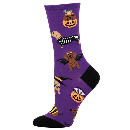 Women's Socksmith Halloweiner Dogs Cotton Crew Socks – Purple