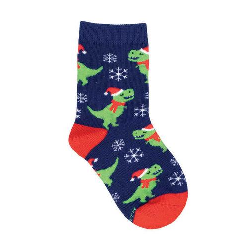 Kids' Socksmith Holiday T-Rex Cotton Crew Socks - 2-4 years - Navy