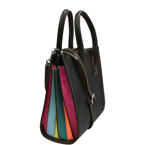 ili New York Small Accordion Satchel - Black/Paradise Multi
