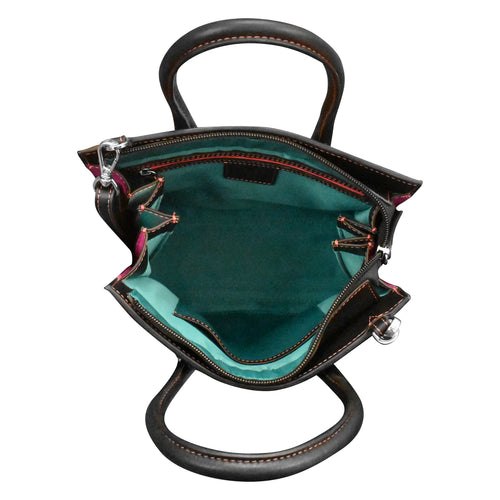 ili New York Small Accordion Satchel - Black/Paradise Multi