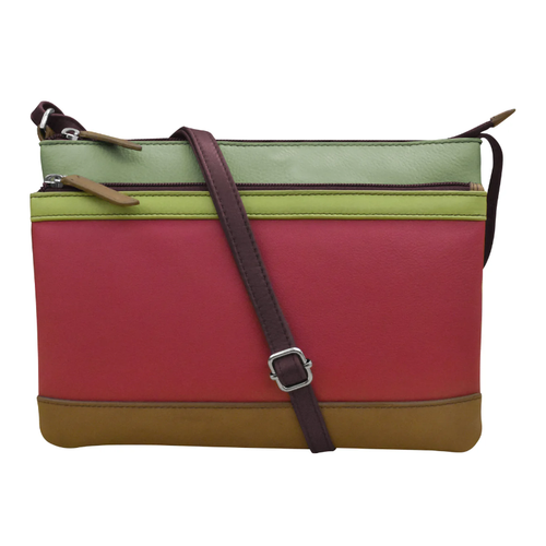 ili New York Double Zip Crossbody - Sage Multi