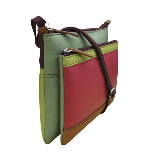 ili New York Double Zip Crossbody - Sage Multi