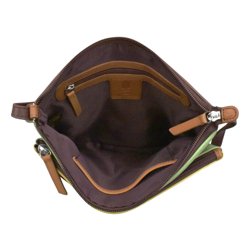 ili New York Double Zip Crossbody - Sage Multi