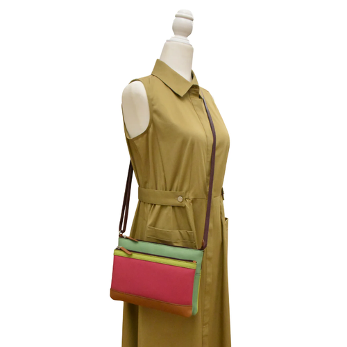 ili New York Double Zip Crossbody - Sage Multi
