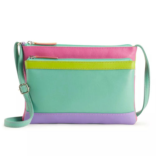 ili New York Double Zip Crossbody - Palm Beach