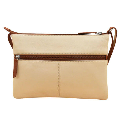 ili New York Double Zip Crossbody - Stone/Antique Saddle