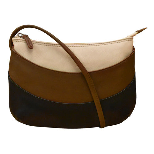 ili New York Round Zip Top Crossbody - Brown Combo