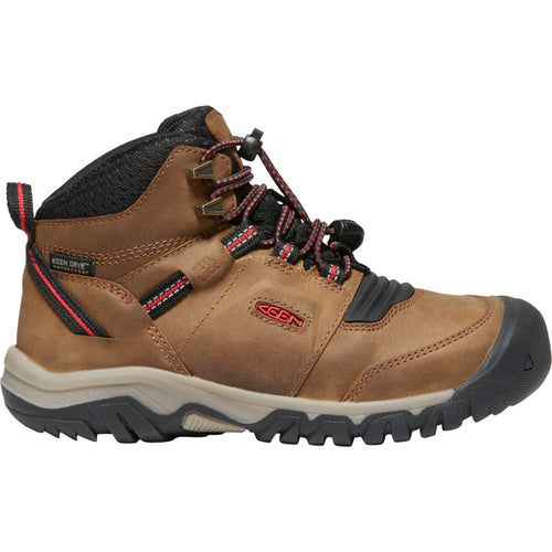 Kids' KEEN Ridge Flex Mid - Little Kid/Big Kid – Bison/Red Carpet
