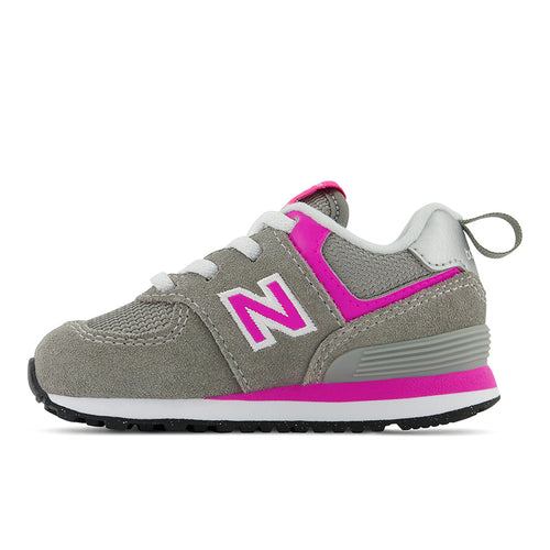 Kids’ New Balance 574 Core Bungee – Baby/Toddler – Grey/Pink