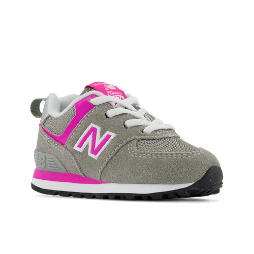 Kids’ New Balance 574 Core Bungee – Baby/Toddler – Grey/Pink