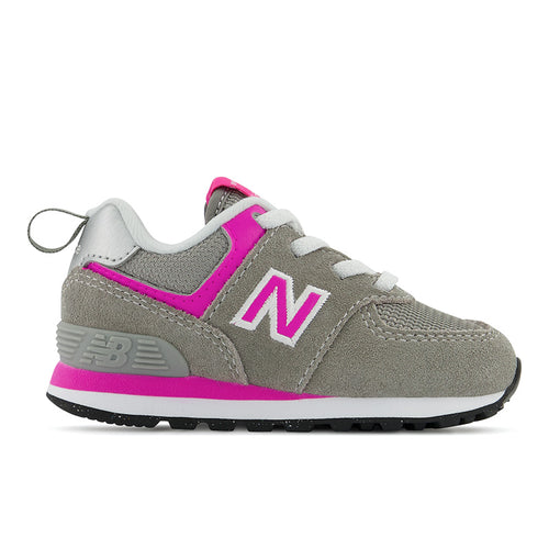 Kids’ New Balance 574 Core Bungee – Baby/Toddler – Grey/Pink