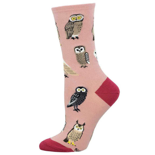 Women's Socksmith Parliament of Owls Cotton Crew Socks – Pink