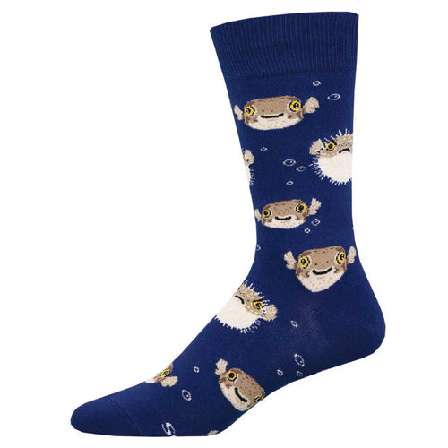 Men's Socksmith Pufferfish Cotton Crew Socks - Navy