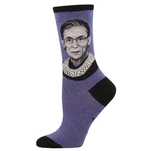 Women's Socksmith Ruth Bader Ginsberg RBG Cotton Crew Socks – Blue Heather