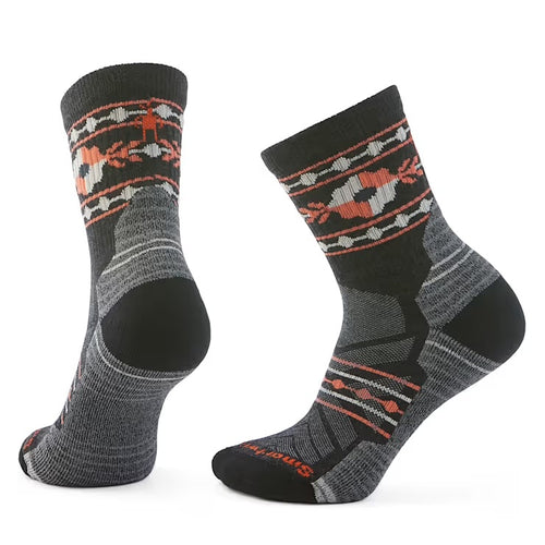 Women's Smartwool Hike Light Cushion Retro Floral Mid Crew Socks - Charcoal