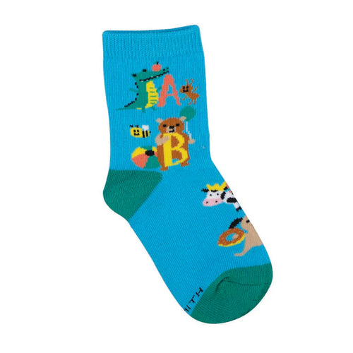 Kids' Socksmith ABC's Cotton Crew Socks - 2-4 Years - Blue