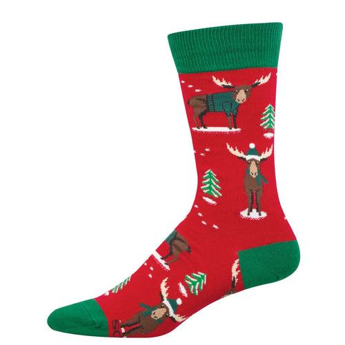 Men's Socksmith Christmoose Cotton Crew Socks - Red