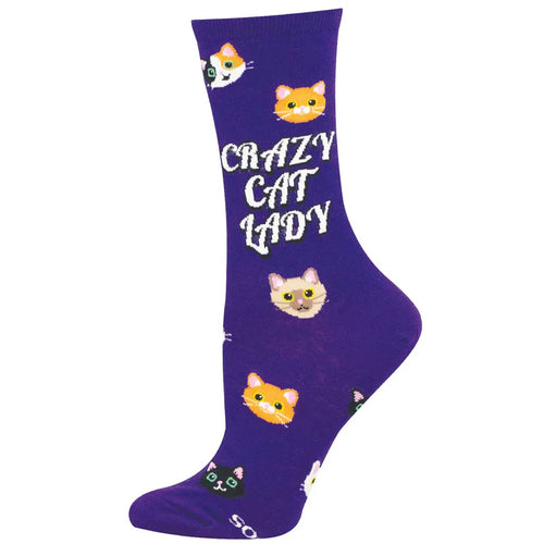 Women's Socksmith Crazy Cat Lady Cotton Crew Socks