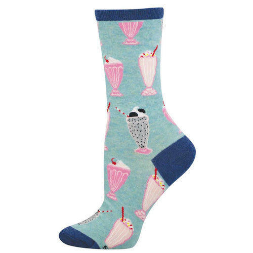 Women's Socksmith Diner Milkshakes Cotton Crew Socks - Blue Heather