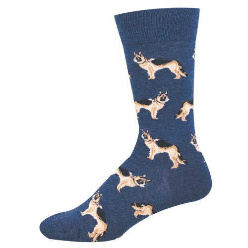 Men's Socksmith German Shepherds Cotton Crew Socks - Navy Heather