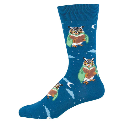 Men's Socksmith Up Owl Night Cotton Crew Socks - Blue