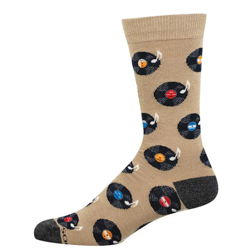 Men's Socksmith Vinyl Sounds Better Bamboo Socks - Hemp Heather