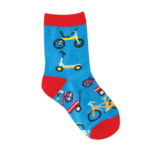 Kids' Socksmith Wheelie Fun Cotton Crew Socks - 4-7 Years - Blue