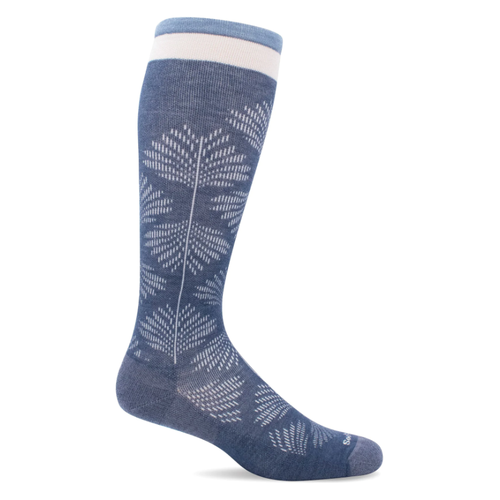 Women's Sockwell Full Floral Moderate Graduated Compression Wide Calf Socks - Denim