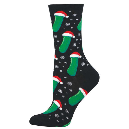 Women's Socksmith Christmas Pickle Cotton Crew Socks - Black