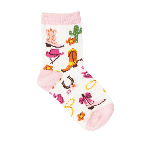 Kids' Socksmith Yee Haw Cowgirl Cotton Crew Socks - 4-7 Years - Blue