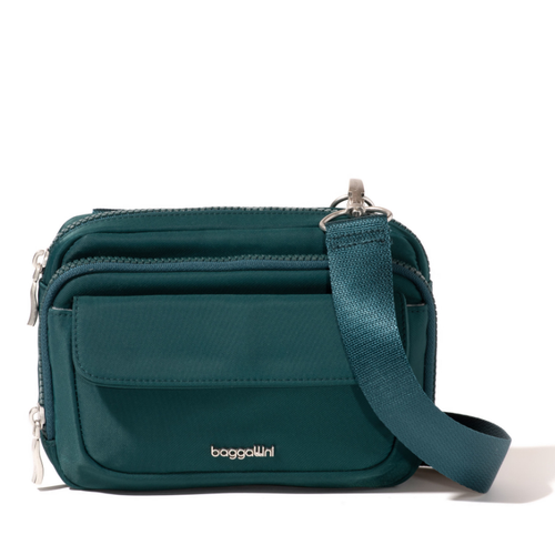 Baggallini Modern Double Zip Crossbody – Emerald Twill