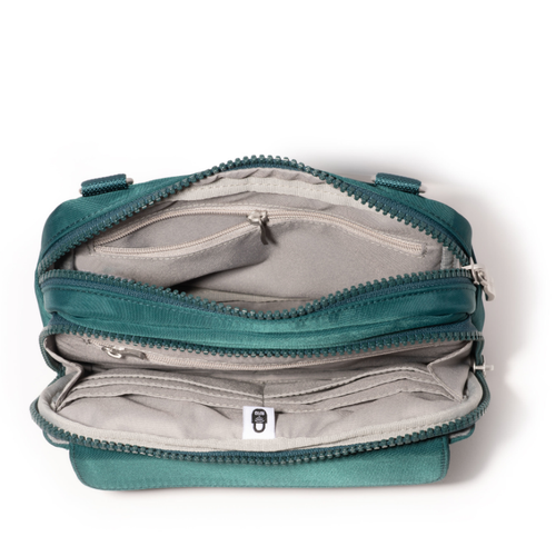 Baggallini Modern Double Zip Crossbody – Emerald Twill