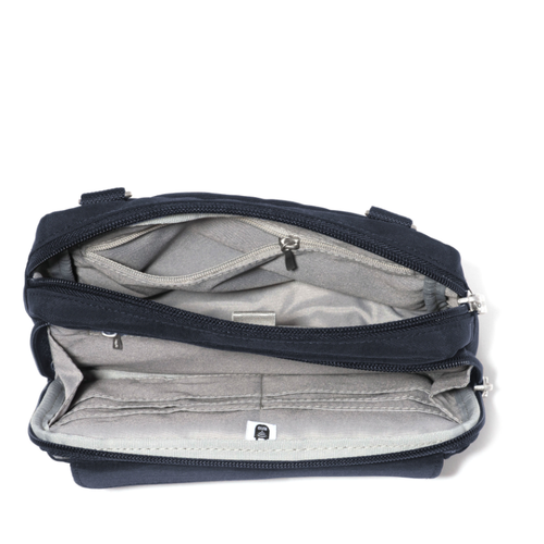 Baggallini Modern Double Zip Crossbody – French Navy Twill