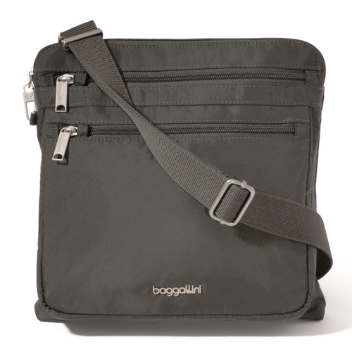Baggallini Securtex Anti-Theft Large Crossbody - Charcoal