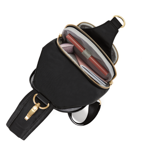 Baggallini Central Park Sling – Black Twill with Gold Hardware