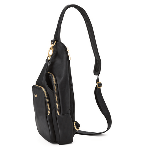Baggallini Central Park Sling – Black Twill with Gold Hardware