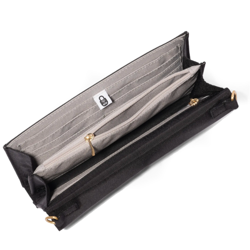 Baggallini Coastal Flip Lock RFID Phone Wallet Crossbody - Black with Gold Hardware