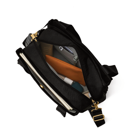 Baggallini Coastal Flip Lock Trio Satchel - Black with Gold Hardware