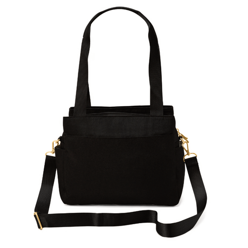 Baggallini Coastal Flip Lock Trio Satchel - Black with Gold Hardware