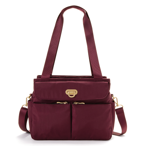 Baggallini Coastal Flip Lock Trio Satchel - Jam with Gold Hardware