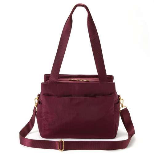 Baggallini Coastal Flip Lock Trio Satchel - Jam with Gold Hardware
