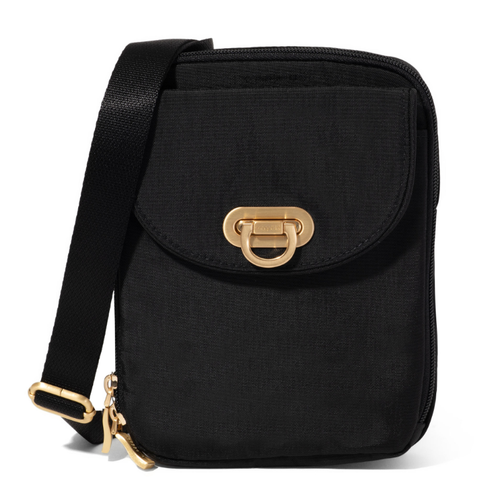 Baggallini Coastal Flip Lock Venture Crossbody - Black With Gold Hardware