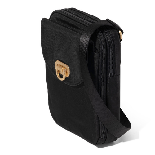 Baggallini Coastal Flip Lock Venture Crossbody - Black With Gold Hardware