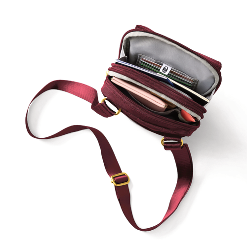 Baggallini Coastal Flip Lock Venture Crossbody - Jam with Gold Hardware