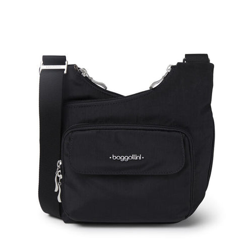 Baggallini Criss Cross Crossbody - Black with Sand Lining